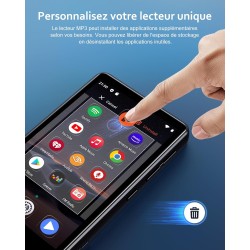 80go lecteur mp3 avec bleutooth et wifi, lecteur mp4 avec écran tactile de 4,02 pouces et haut-parleurs, baladeur mp3 avec spoti