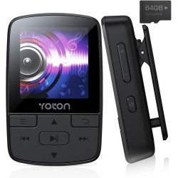 Yoton bleutooth 5.2 mp3, lecteur de musique portable de sport 64 go, avec clip, son hifi de haute qualité, volume indépendant, r