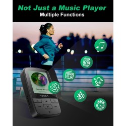 Yoton bleutooth 5.2 mp3, lecteur de musique portable de sport 64 go, avec clip, son hifi de haute qualité, volume indépendant, r