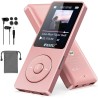 Lecteur mp3 64 go avec bleutooth 5.3, super léger (30 g), autonomie jusqu'à 80 h, écran 1,8", parfait pour sport, enfants et adu