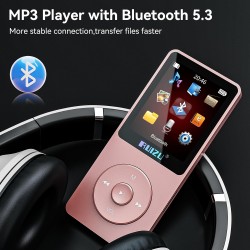 Lecteur mp3 64 go avec bleutooth 5.3, super léger (30 g), autonomie jusqu'à 80 h, écran 1,8", parfait pour sport, enfants et adu