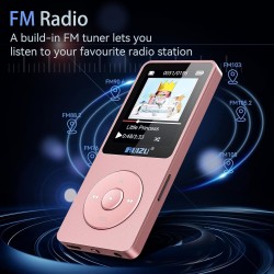 Lecteur mp3 64 go avec bleutooth 5.3, super léger (30 g), autonomie jusqu'à 80 h, écran 1,8", parfait pour sport, enfants et adu