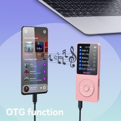 Lecteur mp3 64 go avec bleutooth 5.3, super léger (30 g), autonomie jusqu'à 80 h, écran 1,8", parfait pour sport, enfants et adu