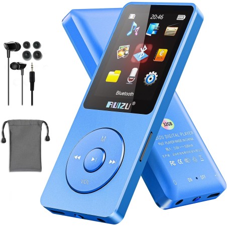 Lecteur mp3 de 64go avec bleutooth 5.3, ultra léger (30 grammes), jusqu'à 80 heures d'autonomie, écran de 1,8", idéal pour le sp