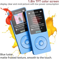 Lecteur mp3 de 64go avec bleutooth 5.3, ultra léger (30 grammes), jusqu'à 80 heures d'autonomie, écran de 1,8", idéal pour le sp