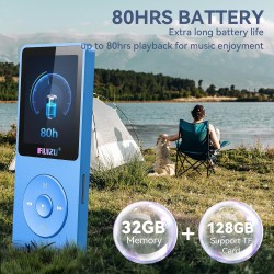 Lecteur mp3 de 64go avec bleutooth 5.3, ultra léger (30 grammes), jusqu'à 80 heures d'autonomie, écran de 1,8", idéal pour le sp