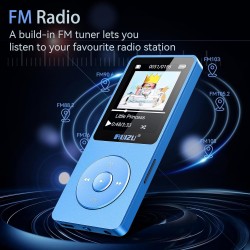Lecteur mp3 de 64go avec bleutooth 5.3, ultra léger (30 grammes), jusqu'à 80 heures d'autonomie, écran de 1,8", idéal pour le sp