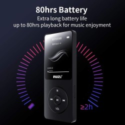 Lecteur mp3 de 64go avec bleutooth 5.3, ultra léger (30 grammes), jusqu'à 80 heures d'autonomie, écran de 1,8", idéal pour le sp
