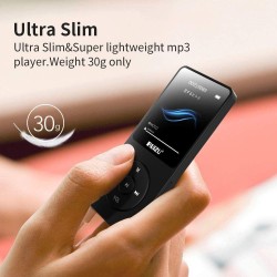 Lecteur mp3 de 64go avec bleutooth 5.3, ultra léger (30 grammes), jusqu'à 80 heures d'autonomie, écran de 1,8", idéal pour le sp