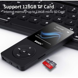 Lecteur mp3 de 64go avec bleutooth 5.3, ultra léger (30 grammes), jusqu'à 80 heures d'autonomie, écran de 1,8", idéal pour le sp