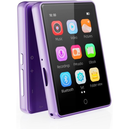 64 go lecteur mp3 bleutooth 5.3, écran tactile 2,8 pouces, son hifi, lecteurs mp3 et mp4 enfant,haut-parleur intégré, enregistre