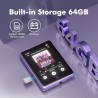 64 go lecteur mp3 bleutooth 5.3, écran tactile 2,8 pouces, son hifi, lecteurs mp3 et mp4 enfant,haut-parleur intégré, enregistre