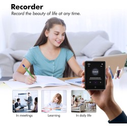 64go lecteur mp3 bleutooth 5.3, baladeur mp3 enfant musique portable 2,8 pouces écran tactile avec enregistreur vocal, radio fm,