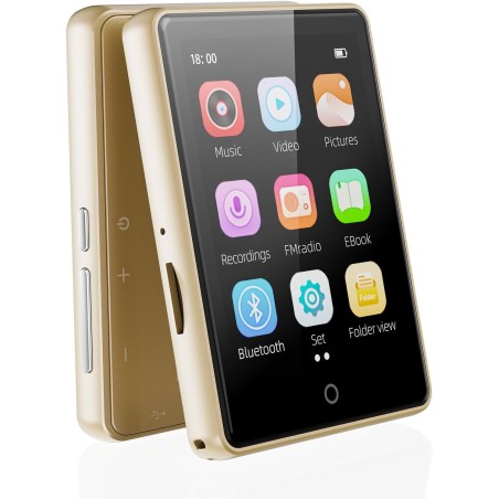 64go lecteur mp3 bleutooth 5.3 avec haut-parleur, 2.8" grand écran mp3 qualité sonore hifi audio mp4 baladeur sport de radio fm 