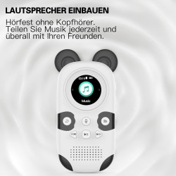64gb lecteur mp3 enfants bleutooth 5.0 avec haut-parleurs prend en charge la radio fm, réveil, enregistrement sur le bouton on, 