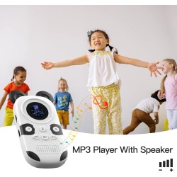 64gb lecteur mp3 enfants bleutooth 5.0 avec haut-parleurs prend en charge la radio fm, réveil, enregistrement sur le bouton on, 
