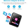 64gb lecteur de musique portable avec haut-parleur, bleutooth 5.0, qualité sonore haute fidélité sans perte mp3, radio fm, enreg