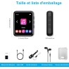 64gb lecteur de musique portable avec haut-parleur, bleutooth 5.0, qualité sonore haute fidélité sans perte mp3, radio fm, enreg