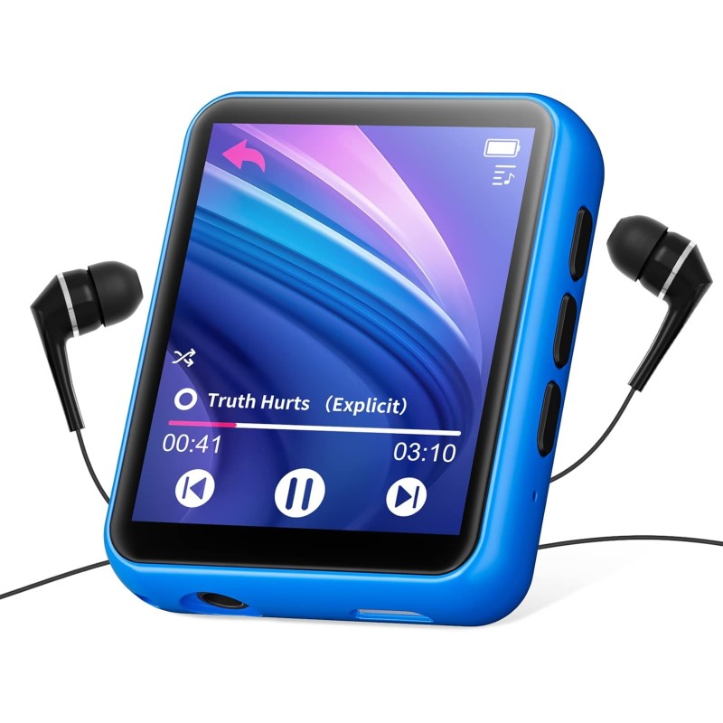 Lecteur mp3 bleutooth 5.0 32 go avec écran tactile complet, lecteur de musique hi-fi sans perte avec boîtier en métal, avec radi