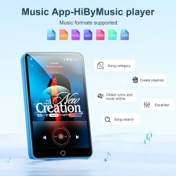 Lecteur mp3 avec bleutooth et wifi, oilsky 80gb 4'' 1080p lecteur mp4 à écran tactile, android 9.0, lecteur mp3 portable avec sp