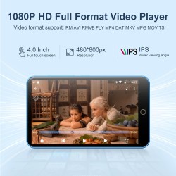 Lecteur mp3 avec bleutooth et wifi, oilsky 80gb 4'' 1080p lecteur mp4 à écran tactile, android 9.0, lecteur mp3 portable avec sp