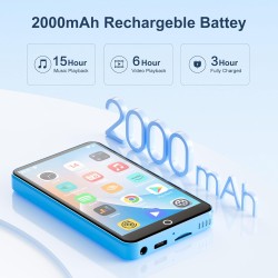 Lecteur mp3 avec bleutooth et wifi, oilsky 80gb 4'' 1080p lecteur mp4 à écran tactile, android 9.0, lecteur mp3 portable avec sp