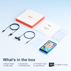 Lecteur mp3 avec bleutooth et wifi, oilsky 80gb 4'' 1080p lecteur mp4 à écran tactile, android 9.0, lecteur mp3 portable avec sp