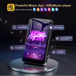 Lecteur mp3 avec bleutooth et wifi, oilsky 80gb 4'' 1080p lecteur mp4 à écran tactile, android 9.0, lecteur mp3 portable avec sp