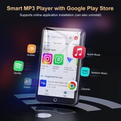 Lecteur mp3 avec bleutooth et wifi, oilsky 80gb 4'' 1080p lecteur mp4 à écran tactile, android 9.0, lecteur mp3 portable avec sp