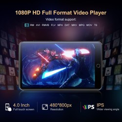 Lecteur mp3 avec bleutooth et wifi, oilsky 80gb 4'' 1080p lecteur mp4 à écran tactile, android 9.0, lecteur mp3 portable avec sp