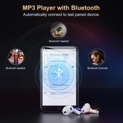 Lecteur mp3 avec bleutooth et wifi, oilsky 80gb 4'' 1080p lecteur mp4 à écran tactile, android 9.0, lecteur mp3 portable avec sp