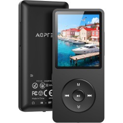 Agptek 64go mp3 bleutooth 5.3 avec haut-parleur & bouton volume, lecteur musical portable radio fm enregistrement podomètre vidé