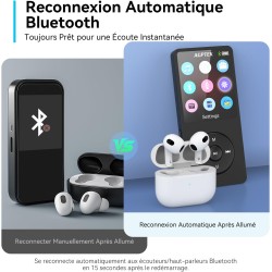 Agptek 64go mp3 bleutooth 5.3 avec haut-parleur & bouton volume, lecteur musical portable radio fm enregistrement podomètre vidé