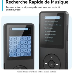 Agptek 64go mp3 bleutooth 5.3 avec haut-parleur & bouton volume, lecteur musical portable radio fm enregistrement podomètre vidé