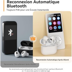 64go lecteur mp3 bleutooth 5.3 agptek lecteur musical avec haut-parleur et bouton volume baladeur portable sans perte hifi 70h u