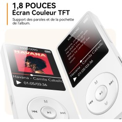 64go lecteur mp3 bleutooth 5.3 agptek lecteur musical avec haut-parleur et bouton volume baladeur portable sans perte hifi 70h u