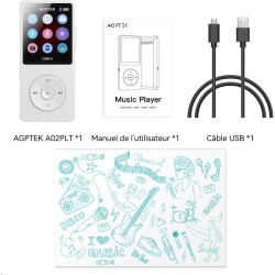64go lecteur mp3 bleutooth 5.3 agptek lecteur musical avec haut-parleur et bouton volume baladeur portable sans perte hifi 70h u