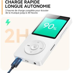 64go lecteur mp3 bleutooth 5.3 agptek lecteur musical avec haut-parleur et bouton volume baladeur portable sans perte hifi 70h u