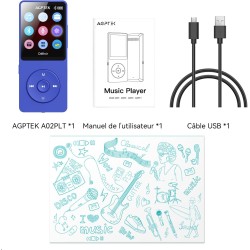 64go lecteur mp3 bleutooth 5.3 agptek lecteur musical avec haut-parleur et bouton volume baladeur portable sans perte hifi 70h u