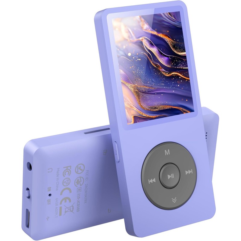 64go lecteur mp3 bleutooth 5.3 agptek classique lecteur musical avec haut-parleur& bonton volume baladeur portable sans perte hi