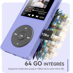 64go lecteur mp3 bleutooth 5.3 agptek classique lecteur musical avec haut-parleur& bonton volume baladeur portable sans perte hi