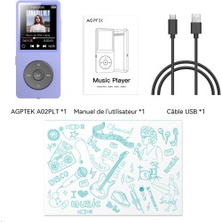 64go lecteur mp3 bleutooth 5.3 agptek classique lecteur musical avec haut-parleur& bonton volume baladeur portable sans perte hi