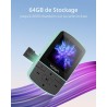 Yoton lecteur mp3 64 go avec clip, mini musique mp3 bleutooth 5.2, super léger (28.5g),son hifi sans perte, radio fm, chronomètr