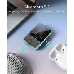 Yoton lecteur mp3 64 go avec clip, mini musique mp3 bleutooth 5.2, super léger (28.5g),son hifi sans perte, radio fm, chronomètr