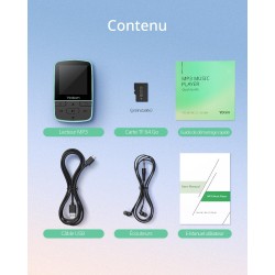 Yoton lecteur mp3 64 go avec clip, mini musique mp3 bleutooth 5.2, super léger (28.5g),son hifi sans perte, radio fm, chronomètr