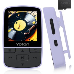 Yoton lecteur mp3 baladeur avec bleutooth 5.2, 64 go de mémoire, radio fm, enregistrement vocal, contrôle du volume indépendant,