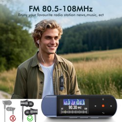 64go lecteur mp3 usb portable avec bleutooth 5.3, clip pour le sport et la course à pied, radio fm, enregistreur vocal, transfer