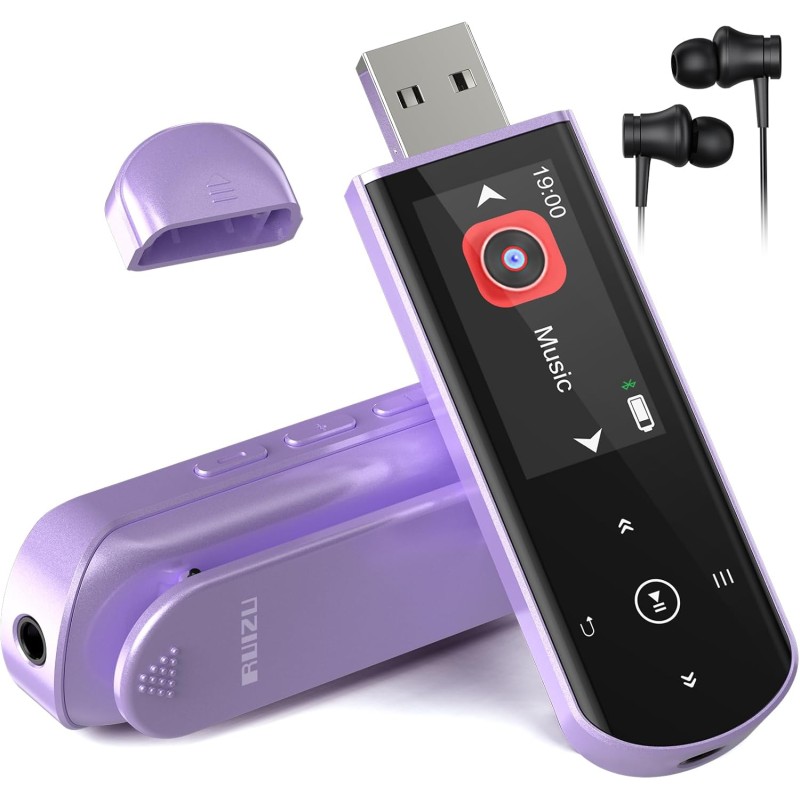 64go lecteur mp3 usb portable avec bleutooth 5.3, clip pour le sport et la course à pied, radio fm, enregistreur vocal, transfer
