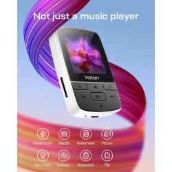 Yoton lecteur mp3 64 go avec clip, mini musique mp3 bleutooth 5.2, super léger (28.5g),son hifi sans perte, radio fm, chronomètr