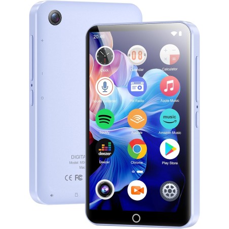 Lecteur mp3 80go avec wifi et bleutooth, lecteur mp4 4.02 pouces touchscreen avec haut-parleurs, mp3 player avec caméra 13mp, le